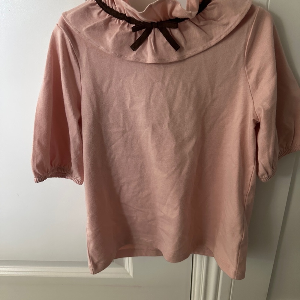 Janie and Jack Blush Pink Top - Ruffle Collar Jersey Top